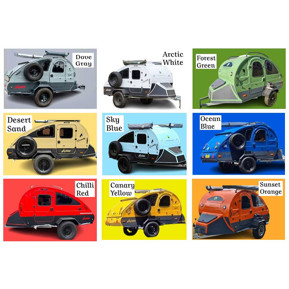 Vagabond Brumby compact teardrop camper colour options
