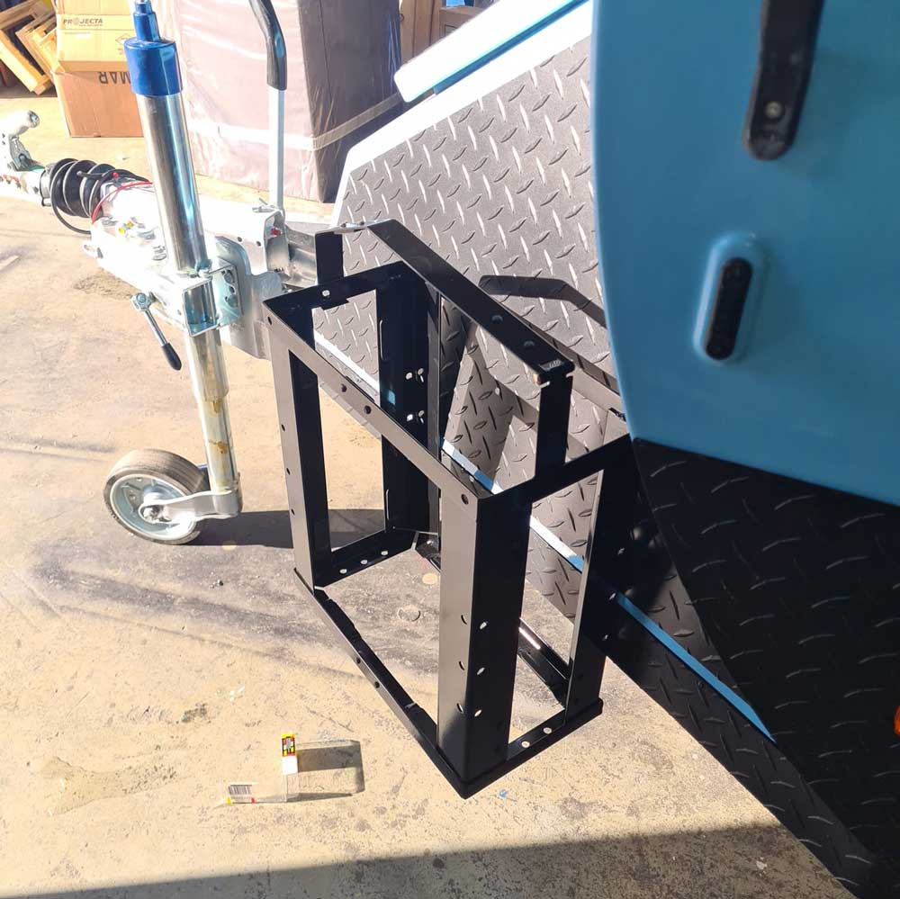 Camper storage upgrades - jerry can holder