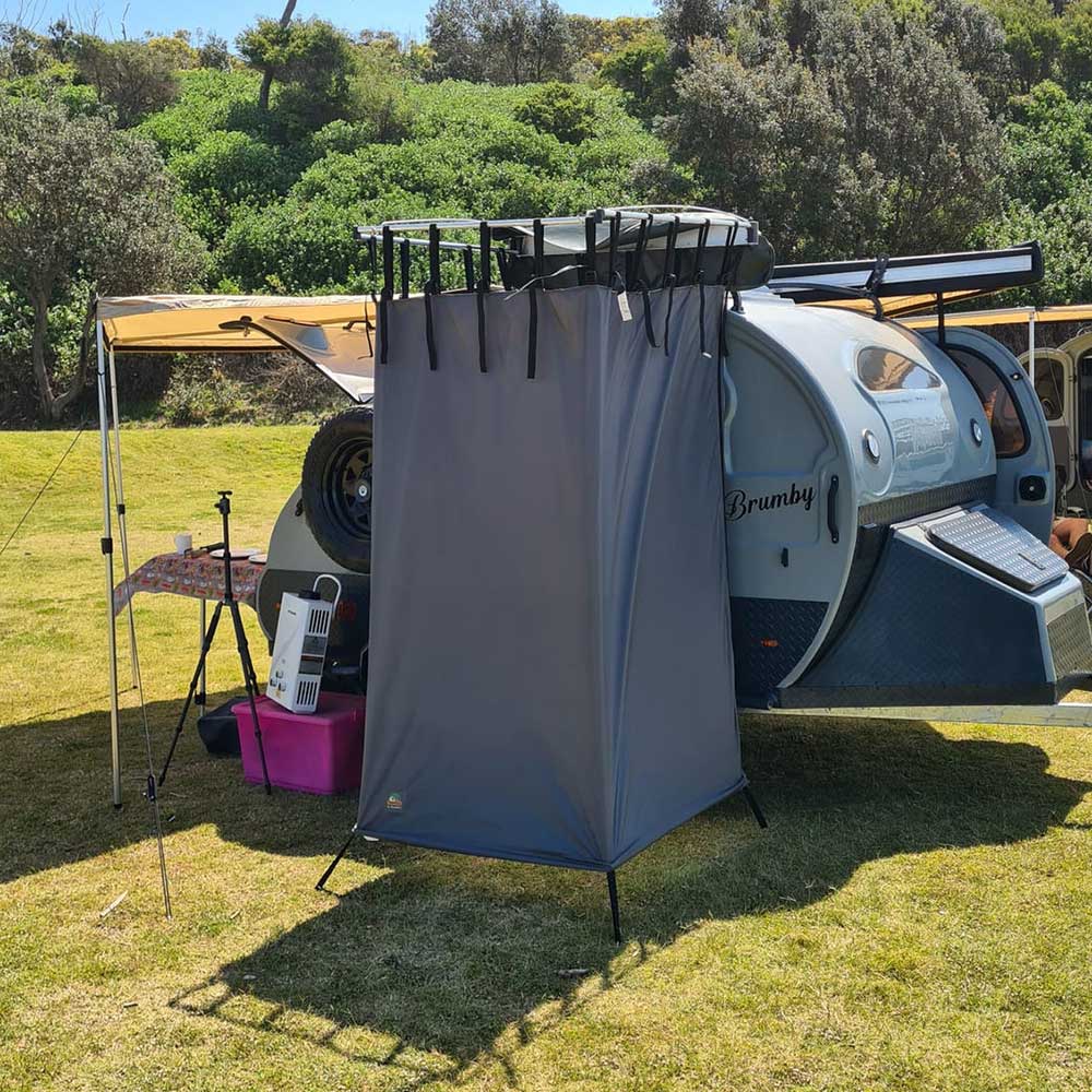 Camper storage upgrades - hot shower unit and awning